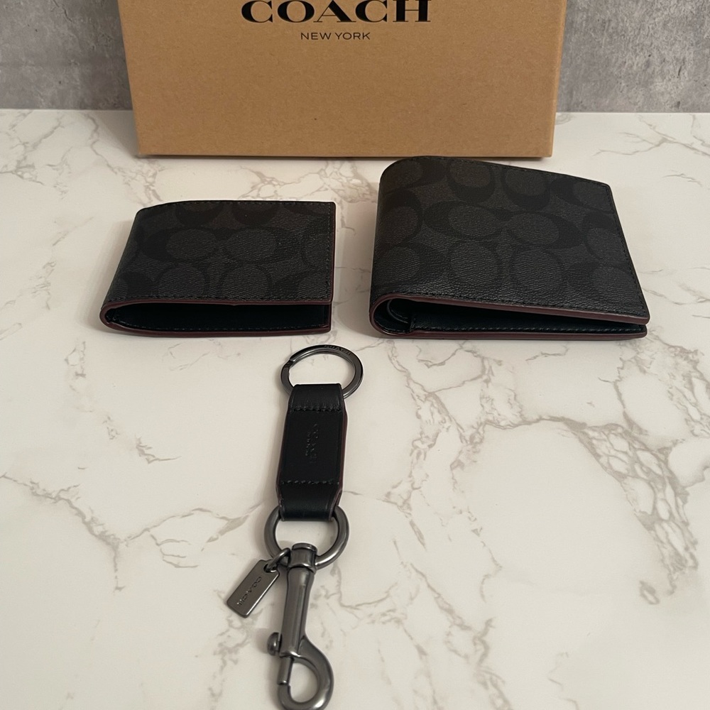 🆕 COACH Men Wallet Boxed 3 in 1 Wallet gift Set In Signature Canvas - Picture 8 of 12